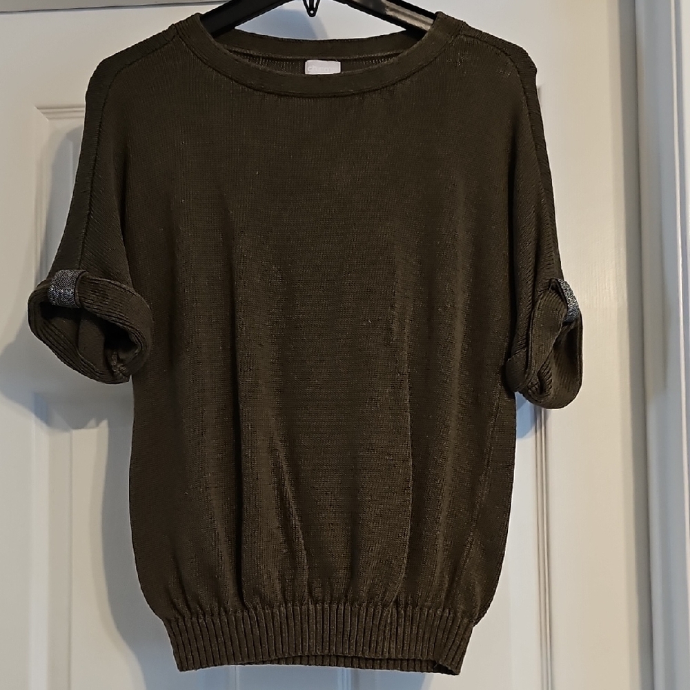 Chico's Olive Green Crew Neck Sweater